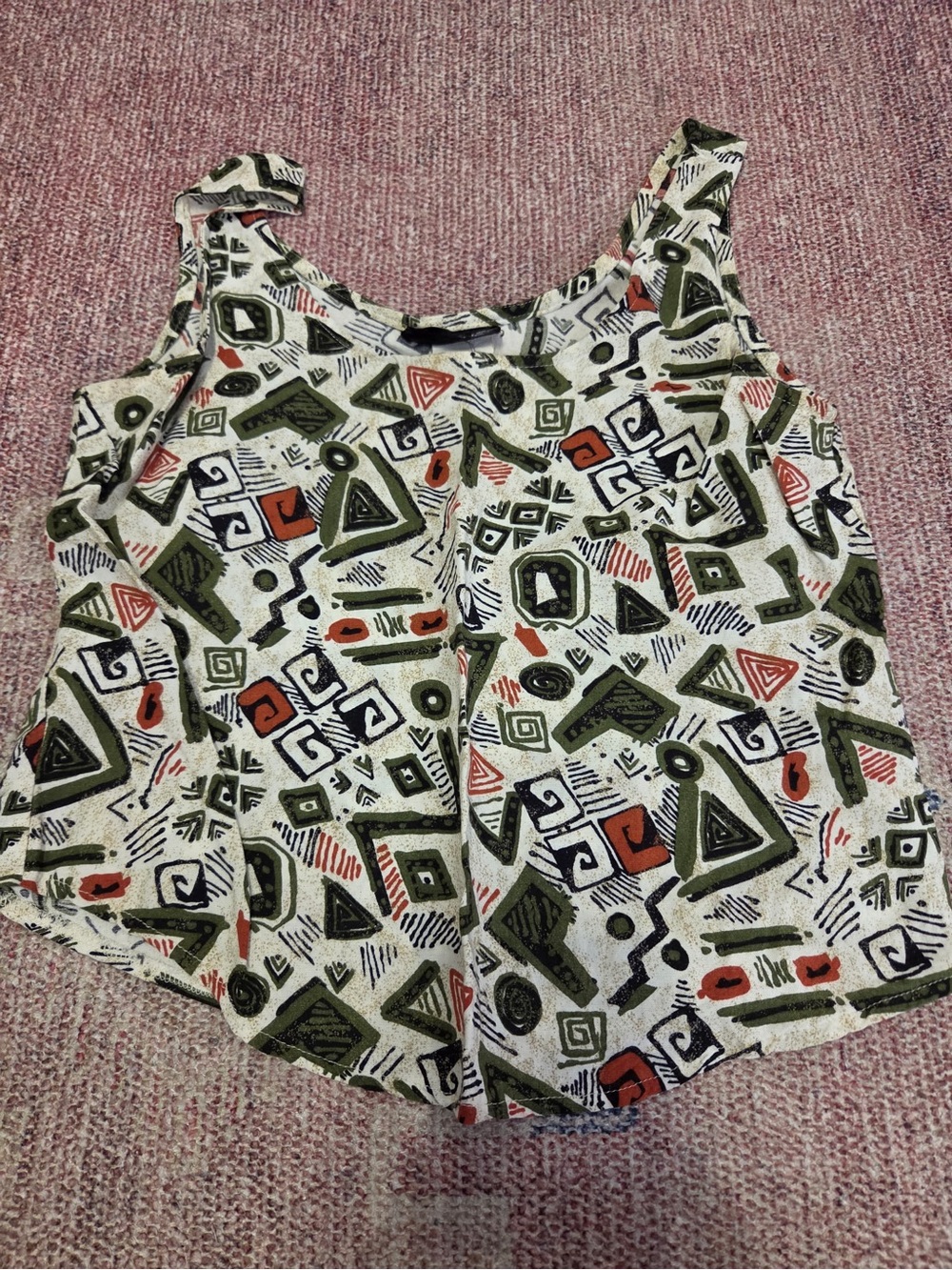 La belle vintage 90’s geometric cropped rounded hem tank top size small rayon